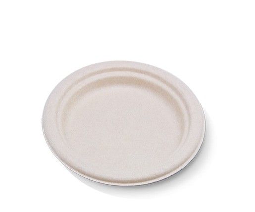 9" Sugarcane Round Plate Natural 500/Carton