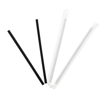 Plain Black Individual Wrap Regular Paper Straws 1000/Carton