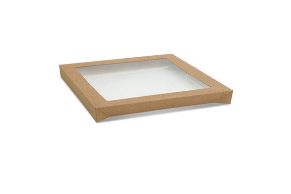 Brown/PET Medium Square Catering Tray Lid 100/Carton