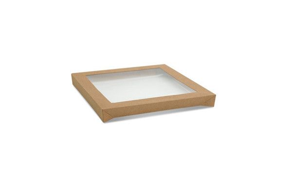 Brown/PET Small Square Catering Tray Lid 100/Carton